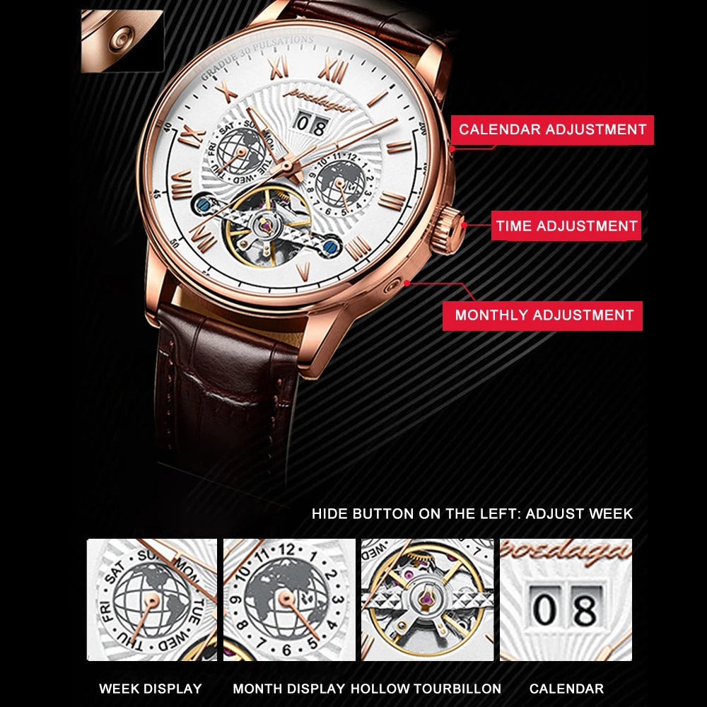 POEDAGAR 1409 Automatic Mechanical Hollow Watch