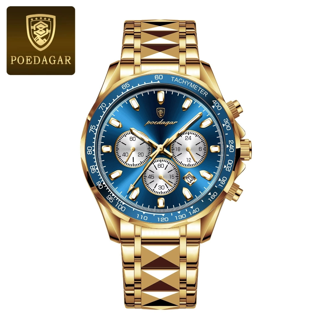 POEDAGAR 815 Luxury Watch, Date Chronograph, & Tachymeter