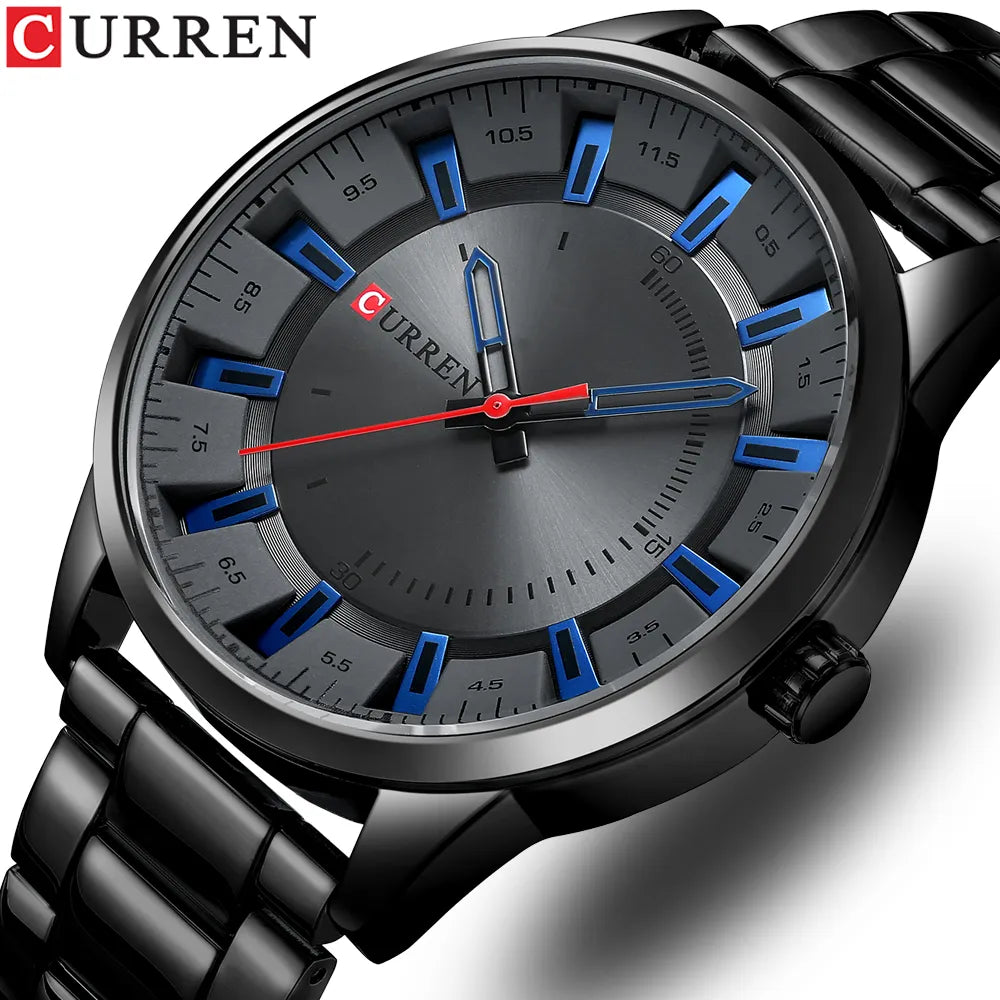 CURREN New Simple Style Stainless Steel Band Clock C8406