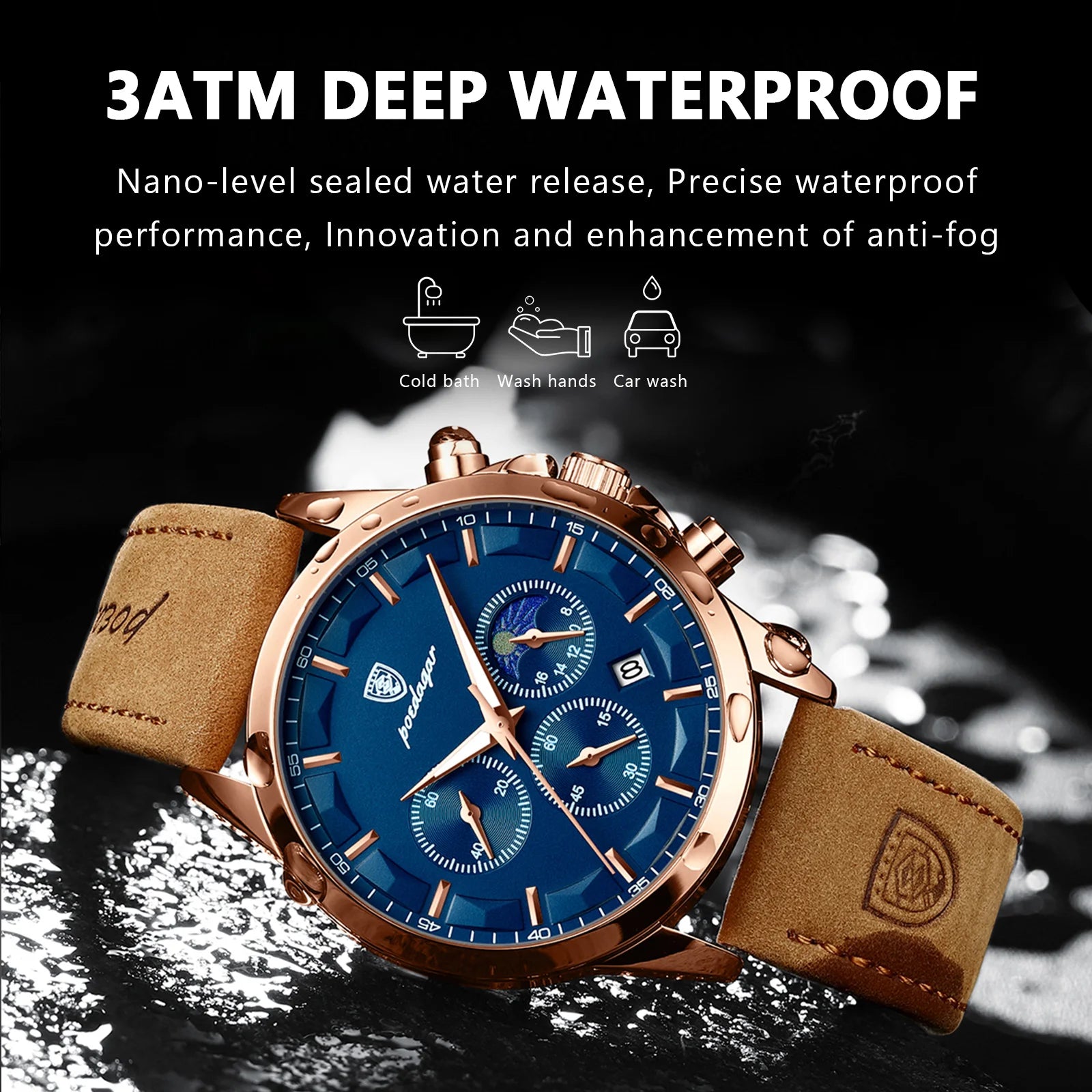 POEDAGAR Men Quartz Watch Luxury Chronograph P928