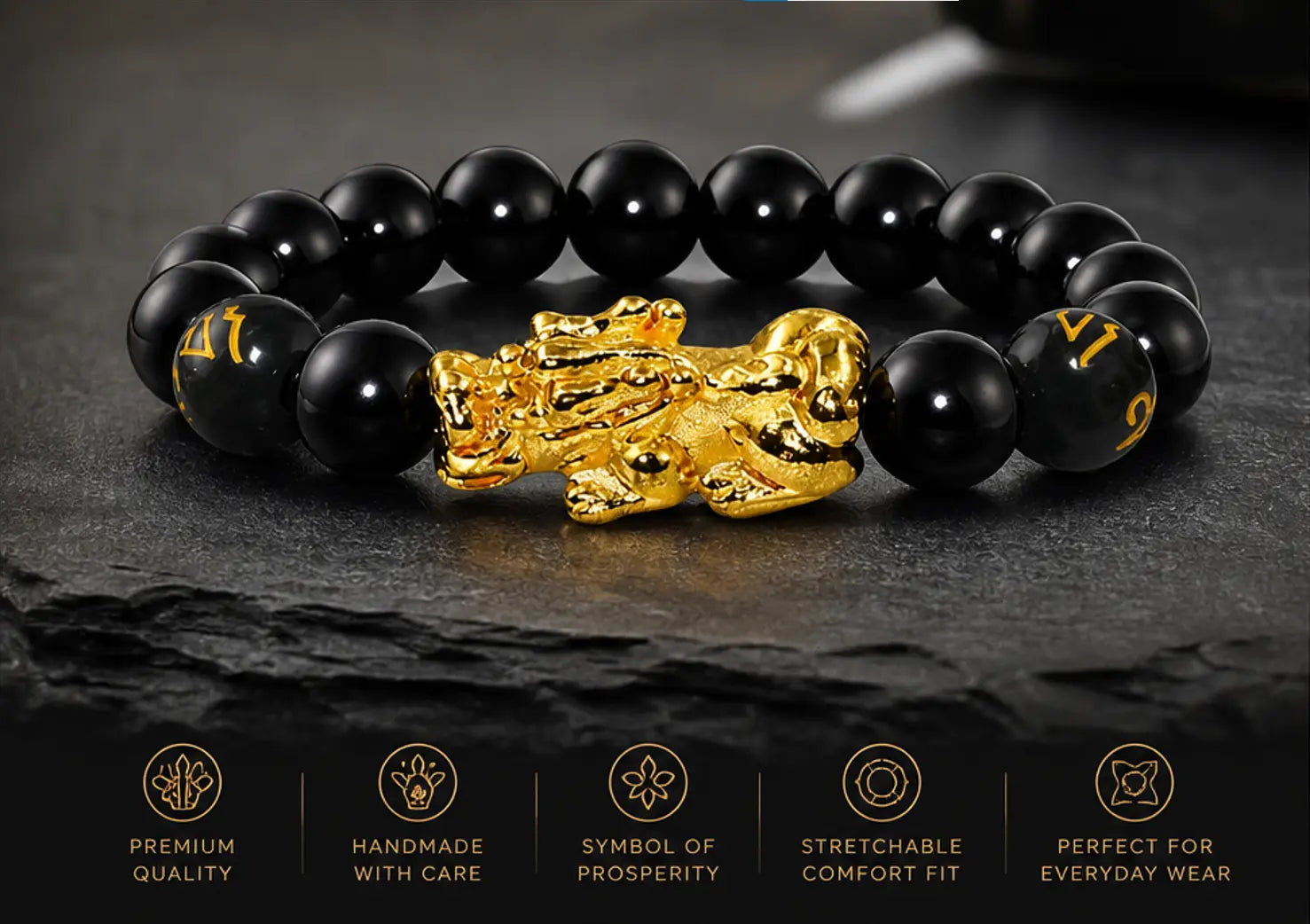 Black Beads Bracelet for Mens