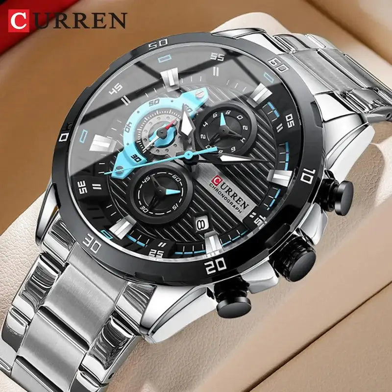 CURREN STAINLESS STEEL WATCHES FOR MENS CREATIVE FASHION LUMINOUS DIAL WITH CHRONOGRAPH CLOCK MALE CASUAL WRISTWATCHES main product image