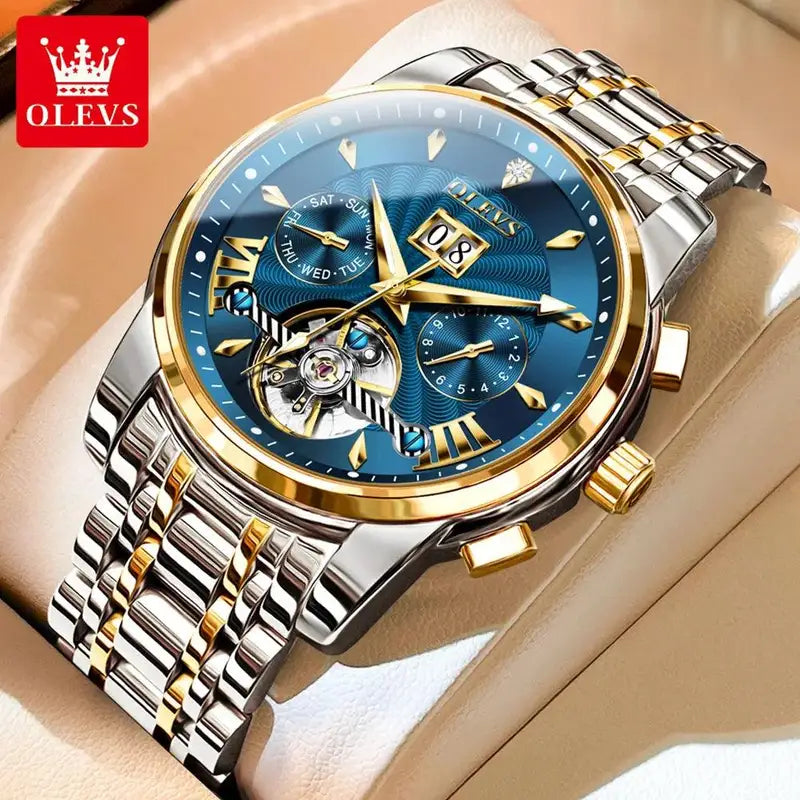 OLEVS 9965 ORIGINAL LUXURY SKELETON FLYWHEEL MECHANICAL WRISTWATCH main product image