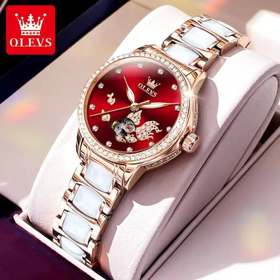 OLEVS 7001 LUXURY MECHANICAL WATCH FOR WOMEN CERAMIC STRAP WATERPROOF WOMAN WRISTWATCH ORIGINAL main product image