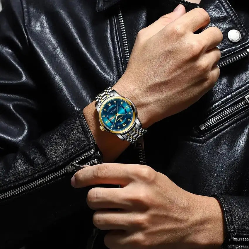 POEDAGAR 936 Men's Stainless Steel Original Quartz Date & Week Watch - gallery image 2