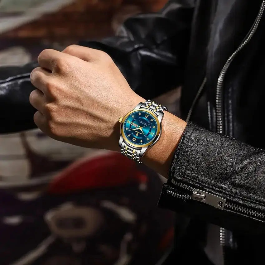 POEDAGAR 936 Men's Stainless Steel Original Quartz Date & Week Watch - gallery image 5