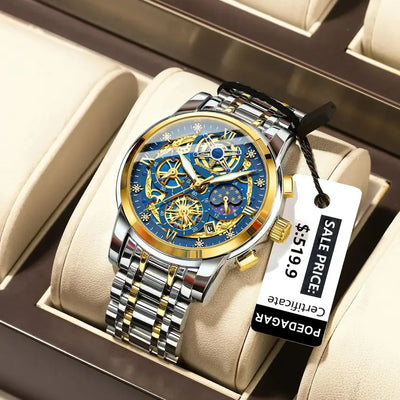 POEDAGAR 984 LUXURY HIGH QUALITY MAN WATCH WATERPROOF LUMINOUS CHRONOGRAPH DATE MEN WATCH STAINLESS STEEL QUARTZ MENS WATCHES RELOJ main wristwatch photograph
