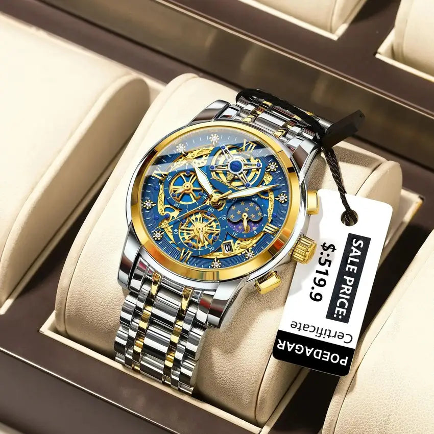 POEDAGAR 984 LUXURY HIGH QUALITY MAN WATCH WATERPROOF LUMINOUS CHRONOGRAPH DATE MEN WATCH STAINLESS STEEL QUARTZ MENS WATCHES RELOJ main wristwatch photograph