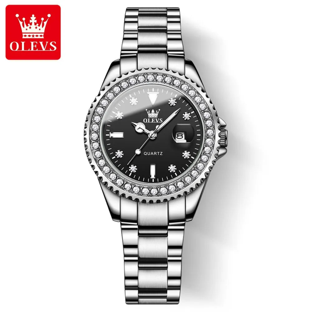 OLEVS 9945 Original Diamond Dial Quartz Watch for Women