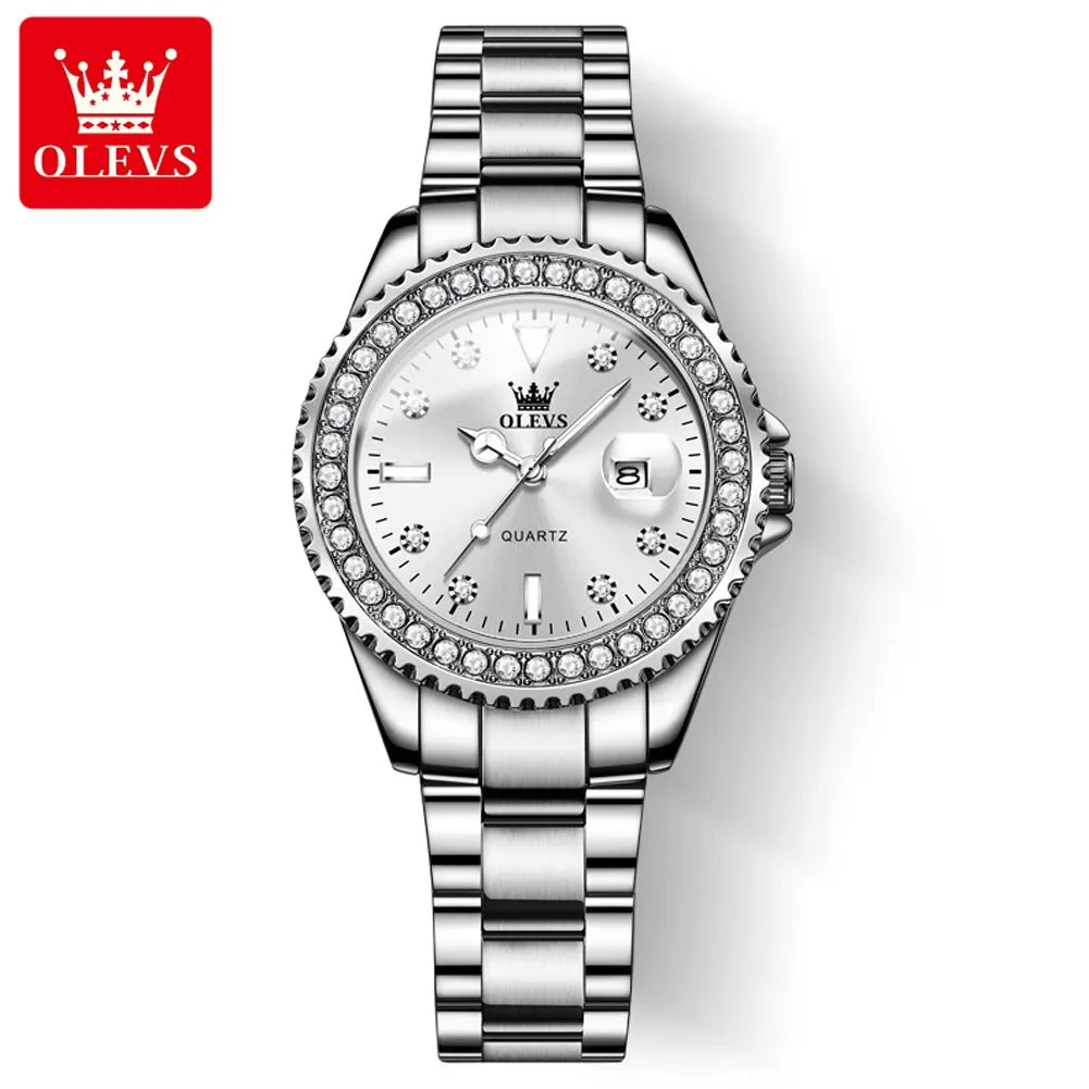 OLEVS 9945 Original Diamond Dial Quartz Watch for Women