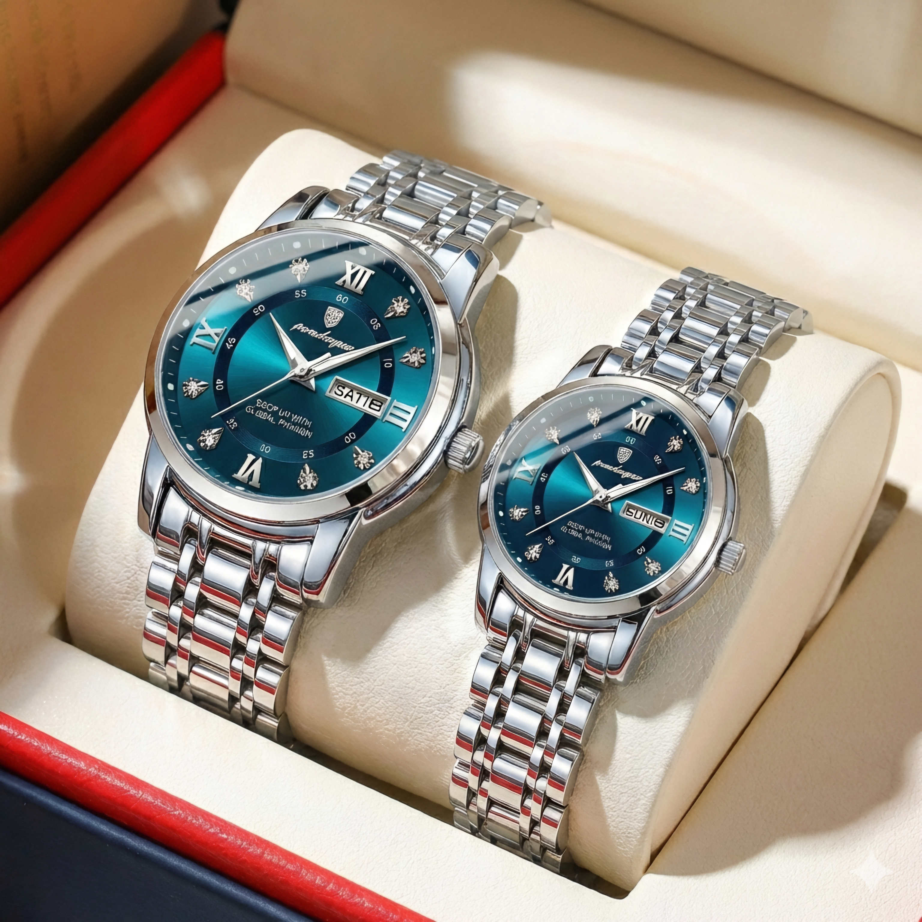 POEDAGAR 936 Men's Stainless Steel Original Quartz Date & Week Watch