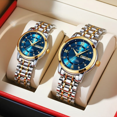 POEDAGAR 936 Men's Stainless Steel Original Quartz Date & Week Watch