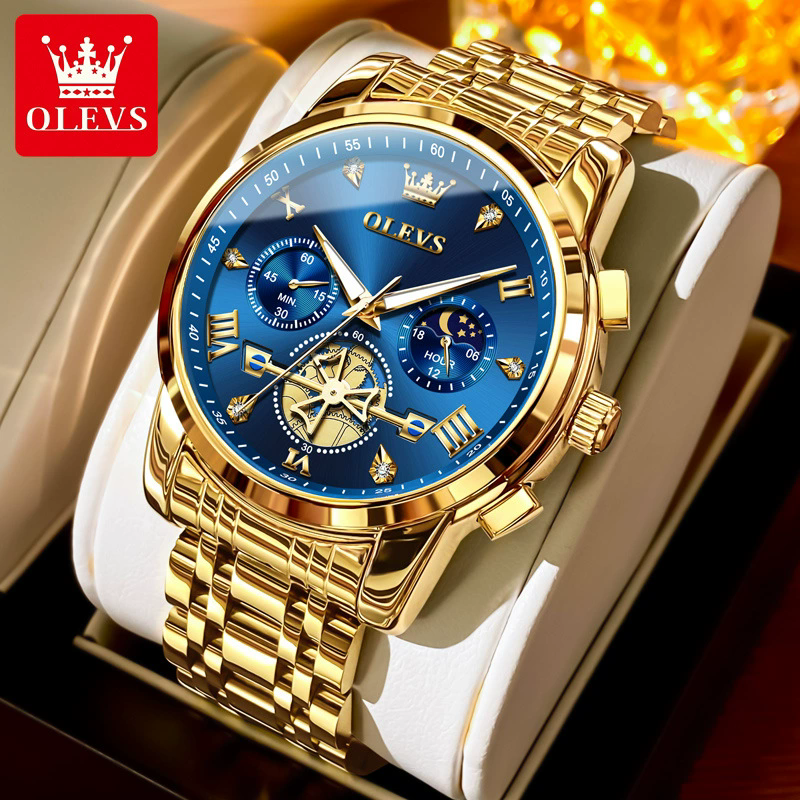 OLEVS 2856 Fitwheel Moon Phase Chronograph Original Quartz Wristwatch