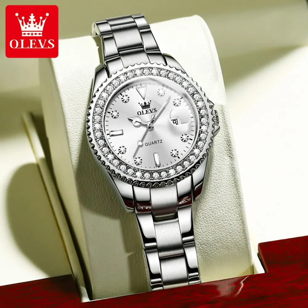 OLEVS 9945 Original Diamond Dial Quartz Watch for Women